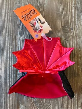 Boots & Barkley Red Satin Bat Wing small Pet Cape with Black Accents